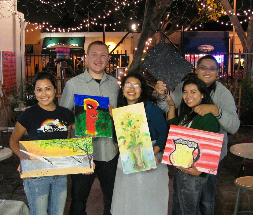 Small birthday group during Paint, Wine and Cheese